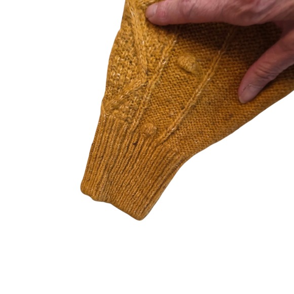 Old Navy Cozy Grandmacore Large Chunky Bobble Knit Sweater Gold Yellow New - Picture 6 of 12